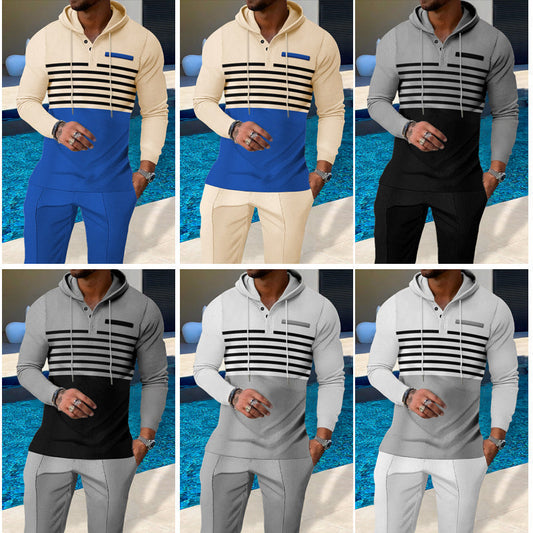 🔈🔈 47% OFF!!🔥👕Men's Color-Block Hooded Tracksuit Set👖
