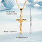 ✝️ 50% OFF! ✨ Gold Crucifix Necklace – Detailed INRI Motif, Adjustable Figaro Chain & Sparkling Finish 💛