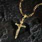 ✝️ 50% OFF! ✨ Gold Crucifix Necklace – Detailed INRI Motif, Adjustable Figaro Chain & Sparkling Finish 💛