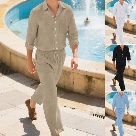 🔥🎁New arrival 50% OFF💥👔 Smart-Casual Essential | Linen 2-Piece Set for Men | Effortless Outfit