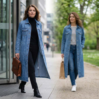 📢📢49% OFF !!!⏰Women’s Casual Longline Button-Up Denim Coat