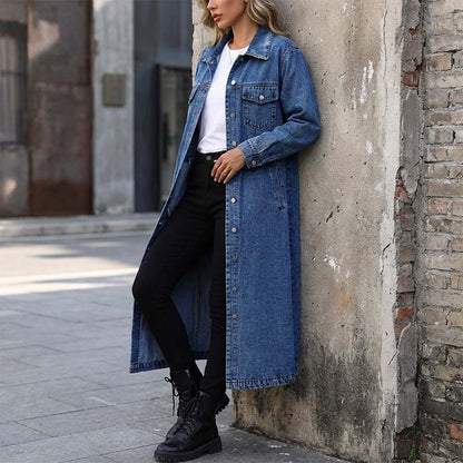 📢📢49% OFF !!!⏰Women’s Casual Longline Button-Up Denim Coat