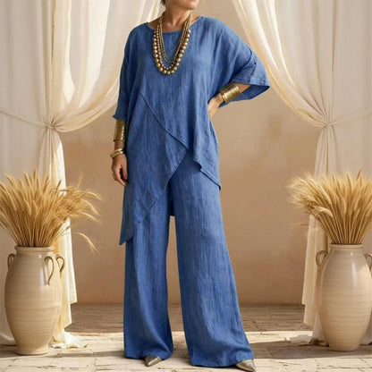 🔥🎁New arrival 59% OFF💥Women's Two-Piece Loose Fit Outfit with Asymmetrical Top