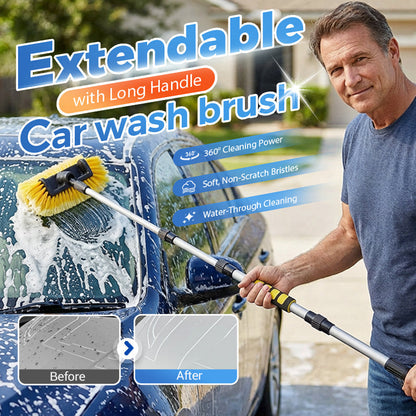🚗50% OFF NOW! Extendable Car Wash Brush with Long Handle, 360‑Degree Rotatable Water‑Through Cleaning Brush, Soft Non‑Scratch Bristles for Vehicle Exterior Washing