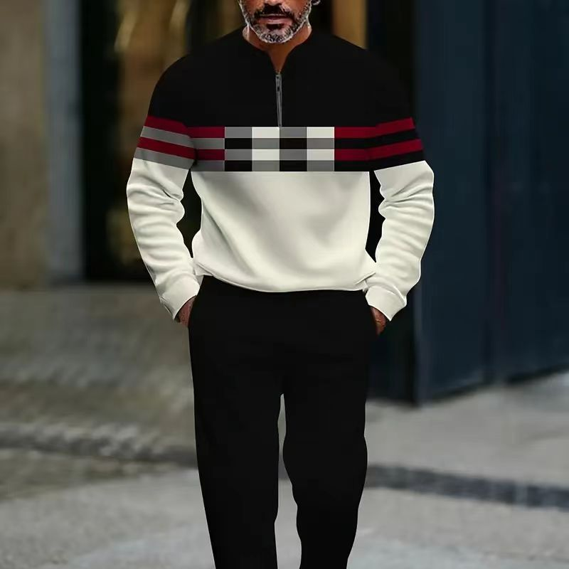 👕🔥 Men's Graphic Print Pullover & Pants Set 👖