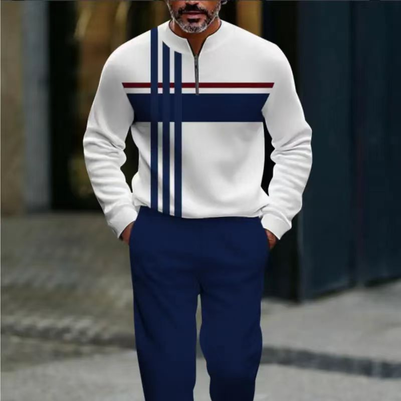 👕🔥 Men's Graphic Print Pullover & Pants Set 👖