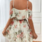 ⏰🎁Women's Boho Floral Print Cold Shoulder Dress