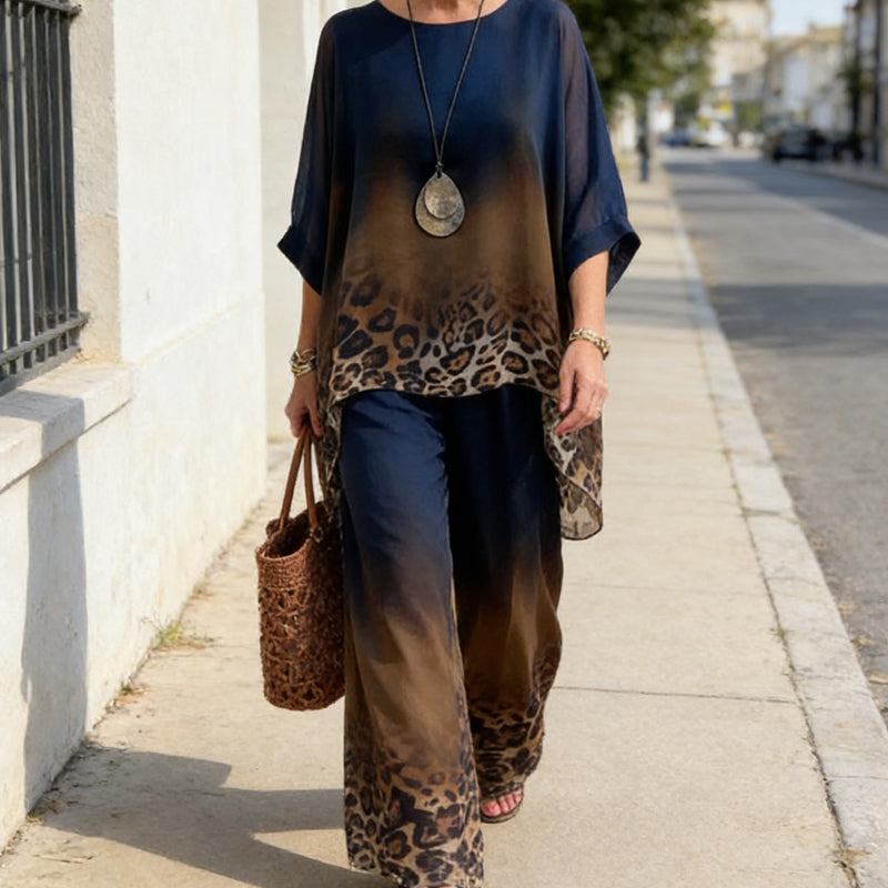 Women's Gradient Leopard Print 2-Piece Set