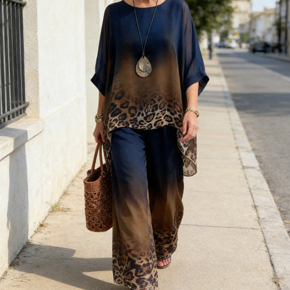 Women's Gradient Leopard Print 2-Piece Set