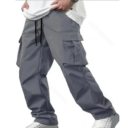 👖 Men's Casual Cargo Pants – Multi-Pocket, Adjustable Waist & Durable Straight-Leg Fit for Everyday Wear