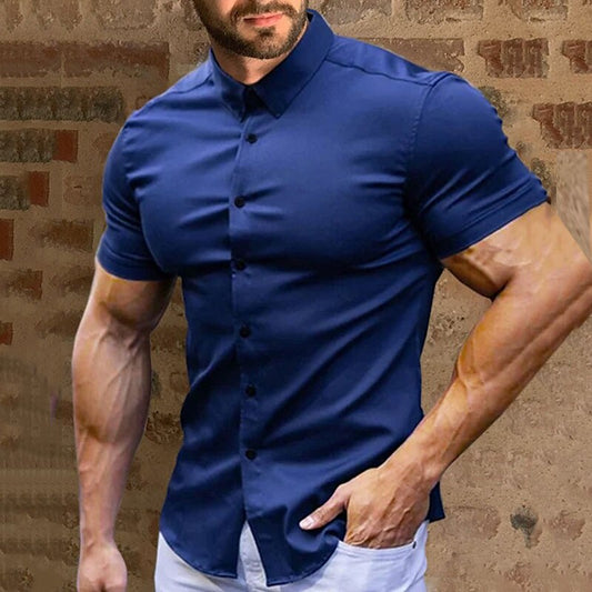 Men's Non-Iron Button-Up Shirt – Wrinkle-Resistant & Breathable