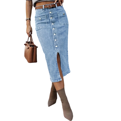 🔈🔈50% OFF NOW👗High-Waist Button-Front Denim Skirt