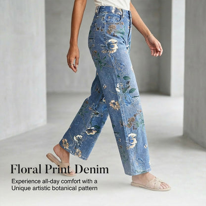 💐50% OFF ! Women‘s Floral Print Straight-Leg Jeans – Buy 2 Get Free Shipping 📦💖【Limited Offer】