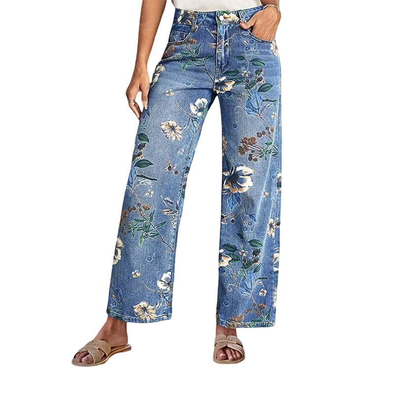 💐50% OFF ! Women‘s Floral Print Straight-Leg Jeans – Buy 2 Get Free Shipping 📦💖【Limited Offer】