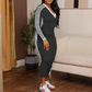Women's Causal V-Neck Spliced Long Sleeve Dress