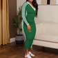 Women's Causal V-Neck Spliced Long Sleeve Dress