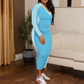 Women's Causal V-Neck Spliced Long Sleeve Dress