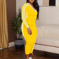 Women's Causal V-Neck Spliced Long Sleeve Dress