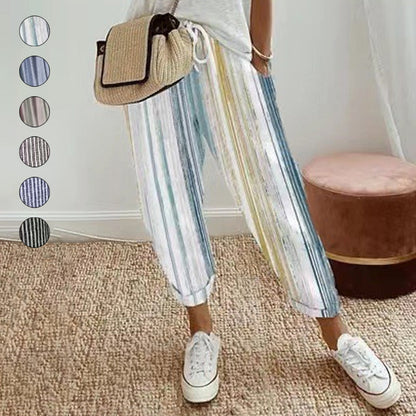 💕What Should I Wear Tomorrow?💕Effortless Style & Comfort With Our Striped Linen Cotton Trousers For Women 👖✨