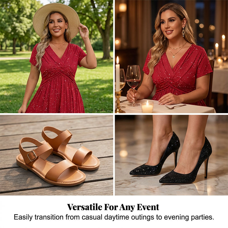 💗Women's Elegant V-Neck Twist Front Dress💗✨Let Your Charm Shine Bright