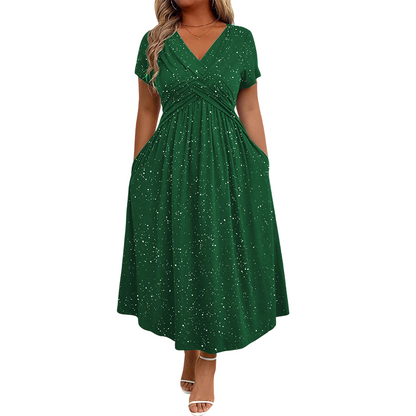 💗Women's Elegant V-Neck Twist Front Dress💗✨Let Your Charm Shine Bright