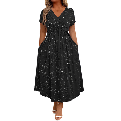 💗Women's Elegant V-Neck Twist Front Dress💗✨Let Your Charm Shine Bright
