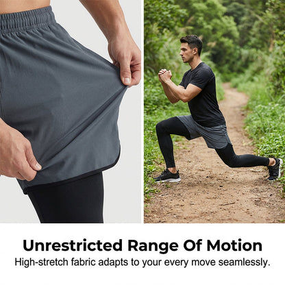 🏃 Move Without Limits 🔥Men's 2-in-1 Running Tights with Shorts