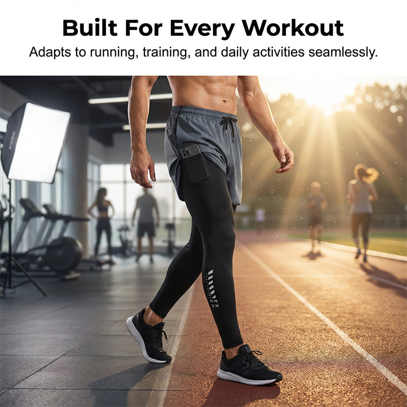 🏃 Move Without Limits 🔥Men's 2-in-1 Running Tights with Shorts