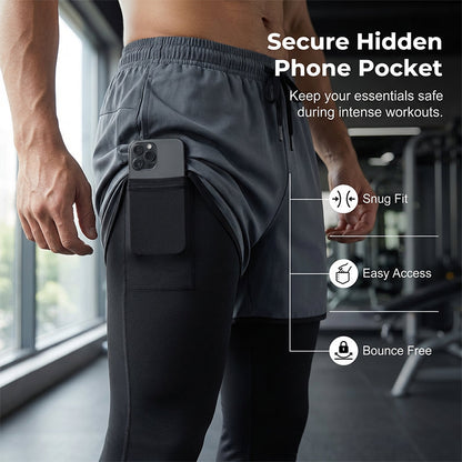 🏃 Move Without Limits 🔥Men's 2-in-1 Running Tights with Shorts