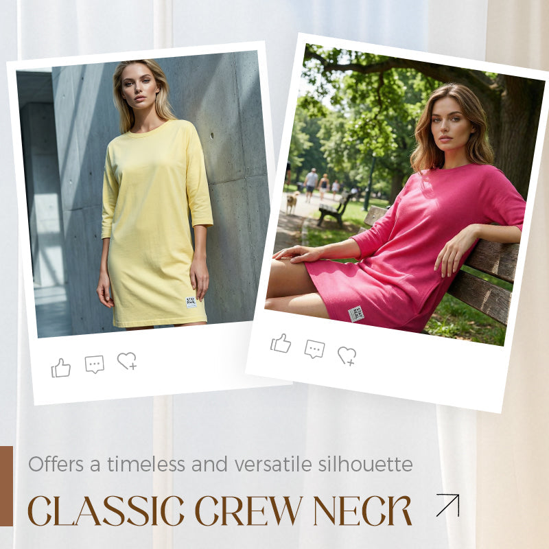 🌺 Hot Sale 49% OFF🌺Women's Crew Neck Casual Loose T-Shirt Dress