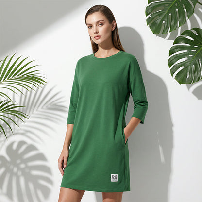 🌺 Hot Sale 49% OFF🌺Women's Crew Neck Casual Loose T-Shirt Dress