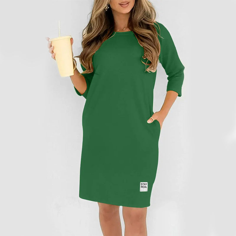 🌺 Hot Sale 49% OFF🌺Women's Crew Neck Casual Loose T-Shirt Dress