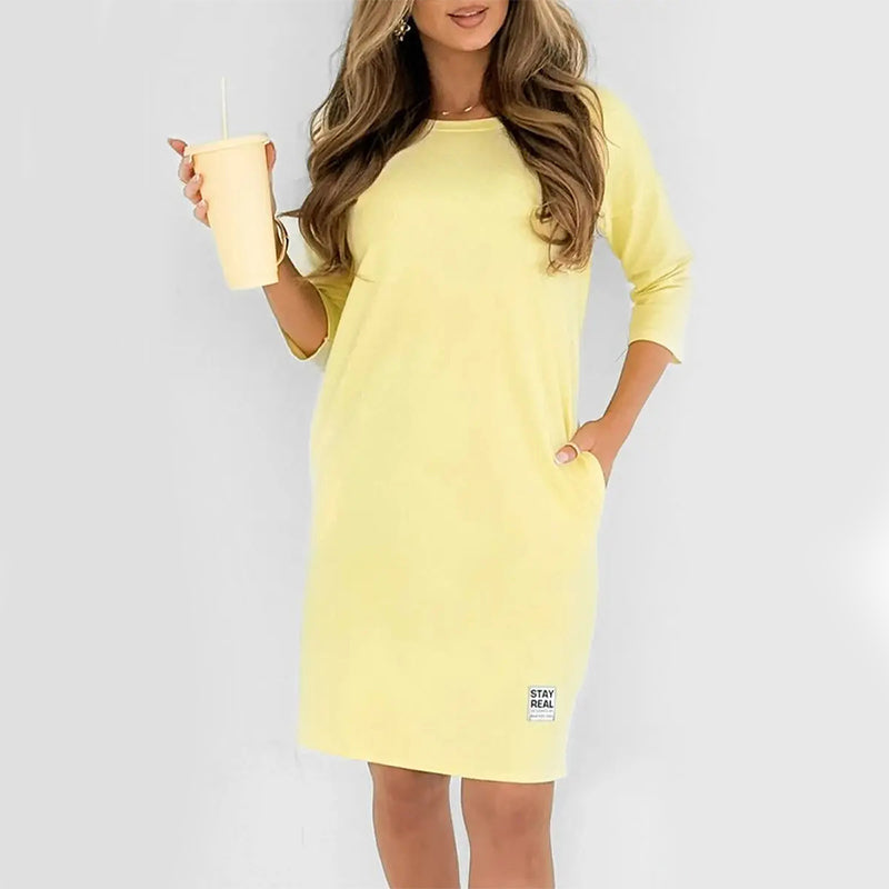 🌺 Hot Sale 49% OFF🌺Women's Crew Neck Casual Loose T-Shirt Dress