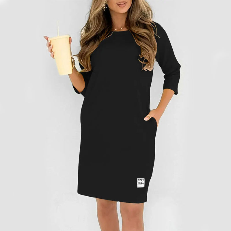 🌺 Hot Sale 49% OFF🌺Women's Crew Neck Casual Loose T-Shirt Dress