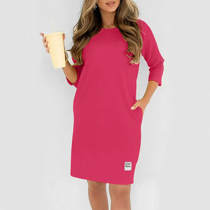 🌺 Hot Sale 49% OFF🌺Women's Crew Neck Casual Loose T-Shirt Dress