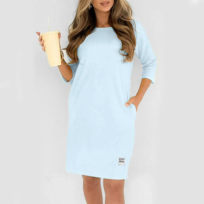 🌺 Hot Sale 49% OFF🌺Women's Crew Neck Casual Loose T-Shirt Dress
