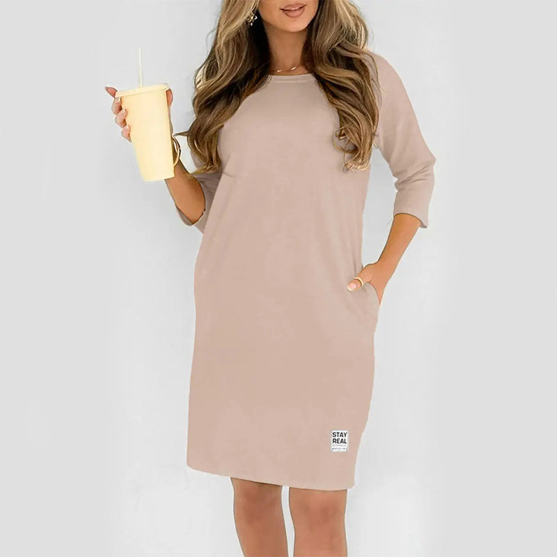 🌺 Hot Sale 49% OFF🌺Women's Crew Neck Casual Loose T-Shirt Dress