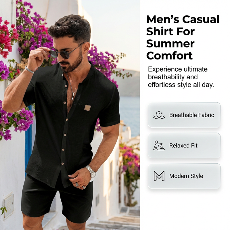 👔 FLASH SALE: 49% OFF! ☀️ Men's Summer Casual Button-Up Shirt – Stand Collar, Breathable & Relaxed Fit ✨Delivered within 5 working days!