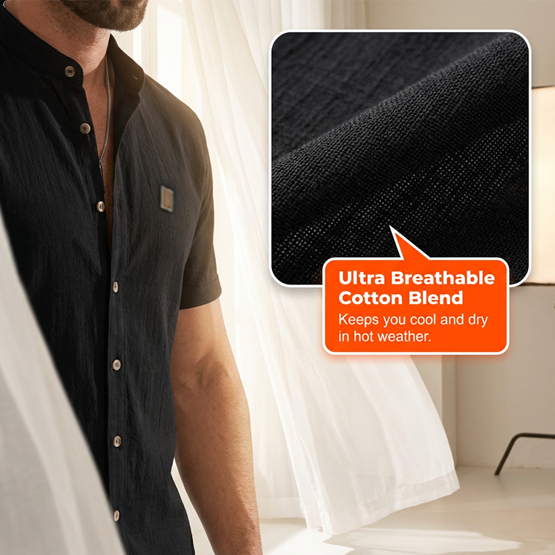 👔 FLASH SALE: 49% OFF! ☀️ Men's Summer Casual Button-Up Shirt – Stand Collar, Breathable & Relaxed Fit ✨Delivered within 5 working days!