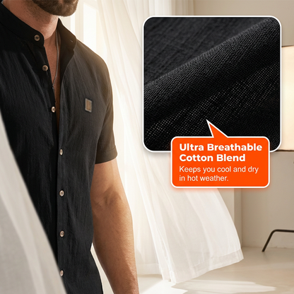 👔 FLASH SALE: 49% OFF! ☀️ Men's Summer Casual Button-Up Shirt – Stand Collar, Breathable & Relaxed Fit ✨Delivered within 5 working days!