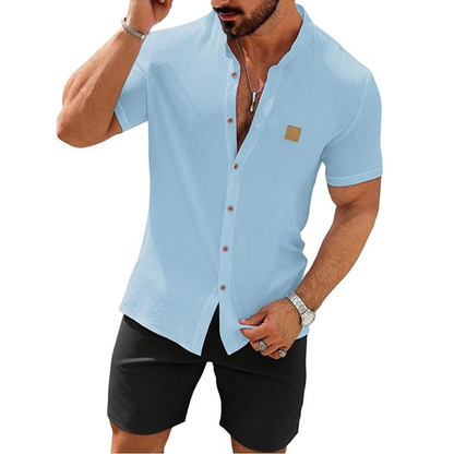 👔 FLASH SALE: 49% OFF! ☀️ Men's Summer Casual Button-Up Shirt – Stand Collar, Breathable & Relaxed Fit ✨Delivered within 5 working days!