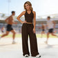🔥50% OFF & Free Shipping🔥 Women's Halter Neck Crop Top and Wide Leg Pants Set
