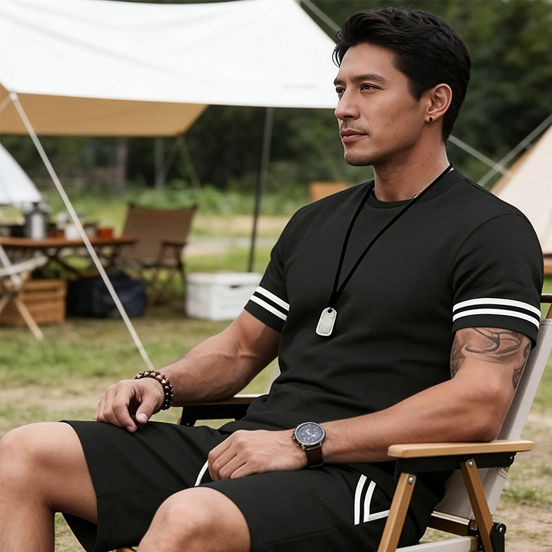 🔥2026 HOT SALE🔥Men's Striped T-Shirt & Shorts 2-Piece Set