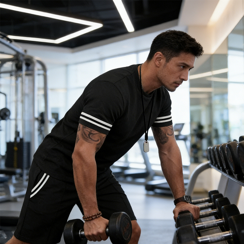 🔥2026 HOT SALE🔥Men's Striped T-Shirt & Shorts 2-Piece Set