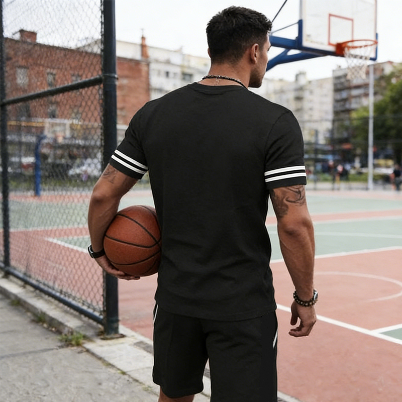🔥2026 HOT SALE🔥Men's Striped T-Shirt & Shorts 2-Piece Set
