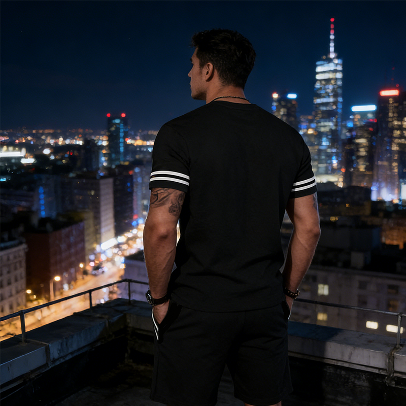 🔥2026 HOT SALE🔥Men's Striped T-Shirt & Shorts 2-Piece Set