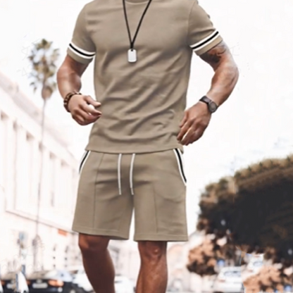 🔥2026 HOT SALE🔥Men's Striped T-Shirt & Shorts 2-Piece Set