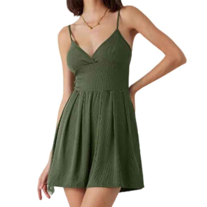 🥳Last Day Special Price ￡16.99!!🌿 49% OFF! Women‘s Ribbed Knit Romper – Breathable & skin-friendly, keeps shape. Flared skirt with hidden shorts, no riding up. 6 colors. Effortless everyday elegance. 👙✅