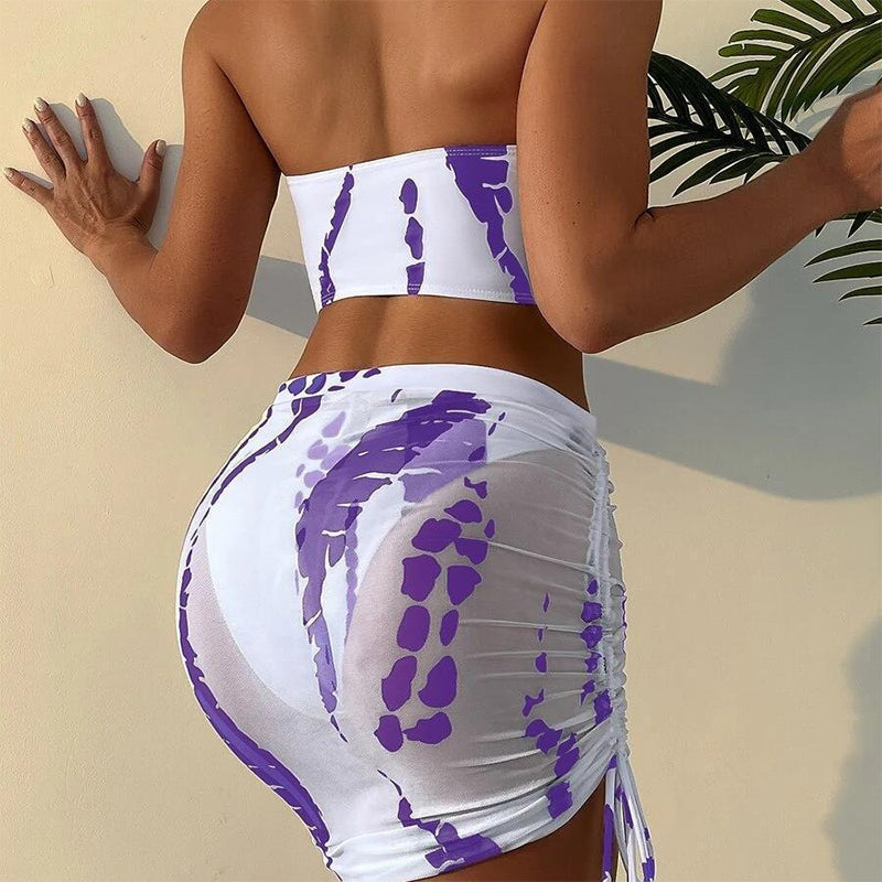 🌊60% OFF! Women's Ruched 3-Piece Bikini Set – Elegant, Charming 🏝️👗【Limited Offer】