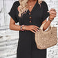 📢📢40% OFF !! ⏰Women's Fashion V-Neck Button Dress – Timeless Solid Colors, Soft Fabric & Rolled Sleeves 🌸